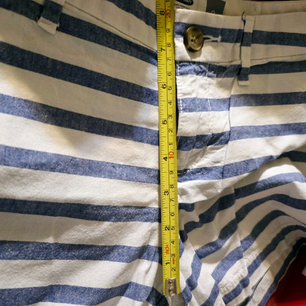 Old Navy Blue White Striped Linen Blend Everyday Shorts Women's Size 0 Coastal - Picture 8 of 9